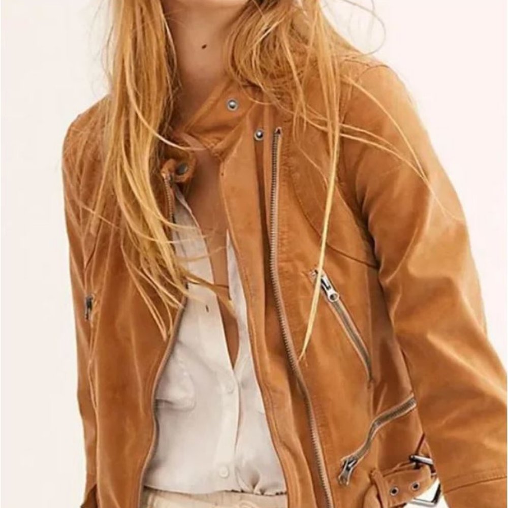 We The Free  Tan Moto Vegan Suede
